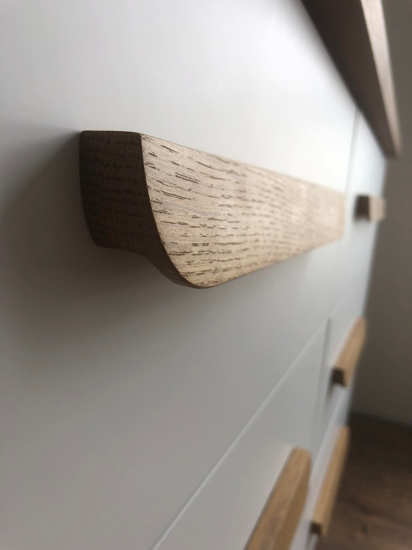 Long Oak Cabinet Handle – Slim Minimalist Wooden Drawer Pull