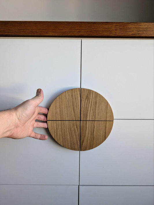 Set of 4 Half Moon Oak Handles – Solid Wood Cabinet Pulls and Drawer Knobs