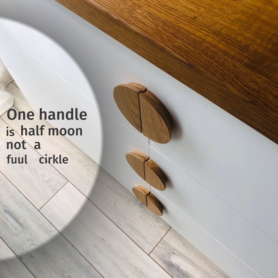 Giant Half Moon Oak Handle – Large Solid Wood Cabinet Pull (Single or Pair)
