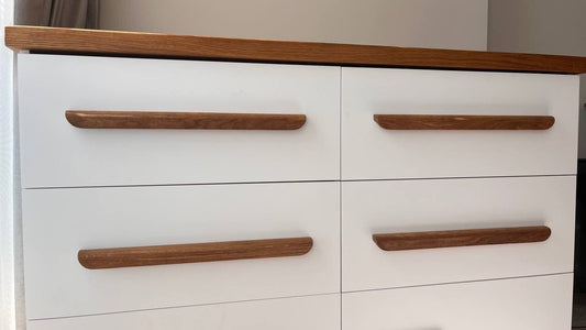 Long Oak Cabinet Handle – 16 to 23 Inch Minimalist Wooden Drawer Pull