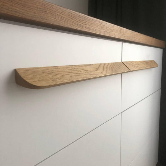 Slim Oak Cabinet Handles | Wooden Drawer Pulls (Pair)