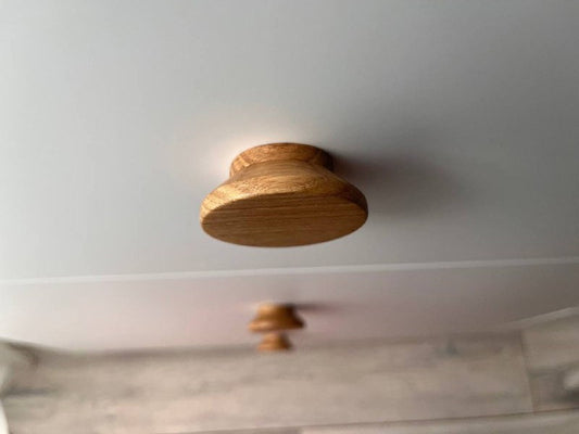 Round Oak Knob – Minimalist Wooden Drawer Pull and Wall Hook