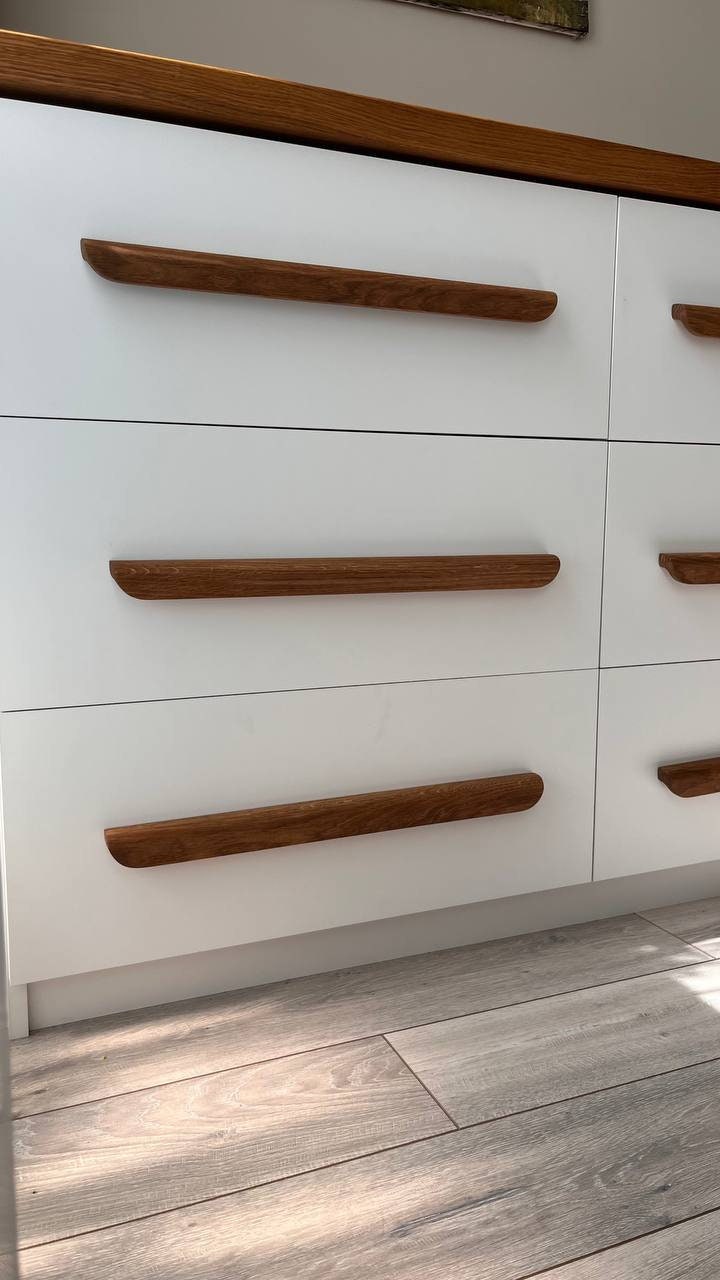 Long Oak Cabinet Handle – 16 to 23 Inch Minimalist Wooden Drawer Pull