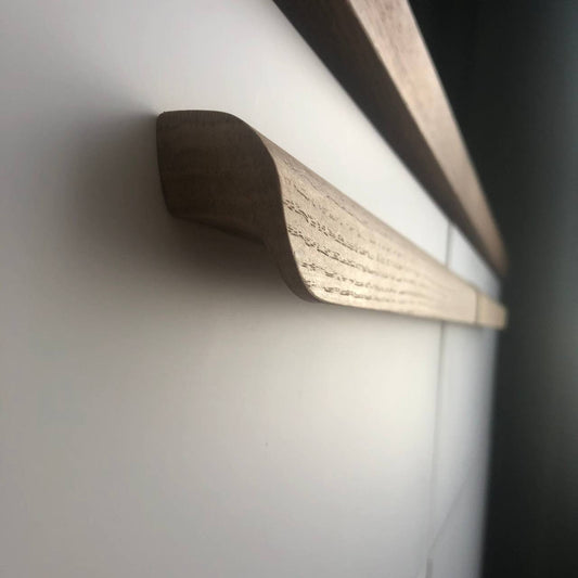 Oak Cabinet Handle Pair – Long Minimalist Wooden Drawer Pulls (Left & Right)
