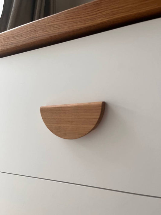 Half Moon Wooden Handle – Oak and Ash Semicircular Cabinet Pull