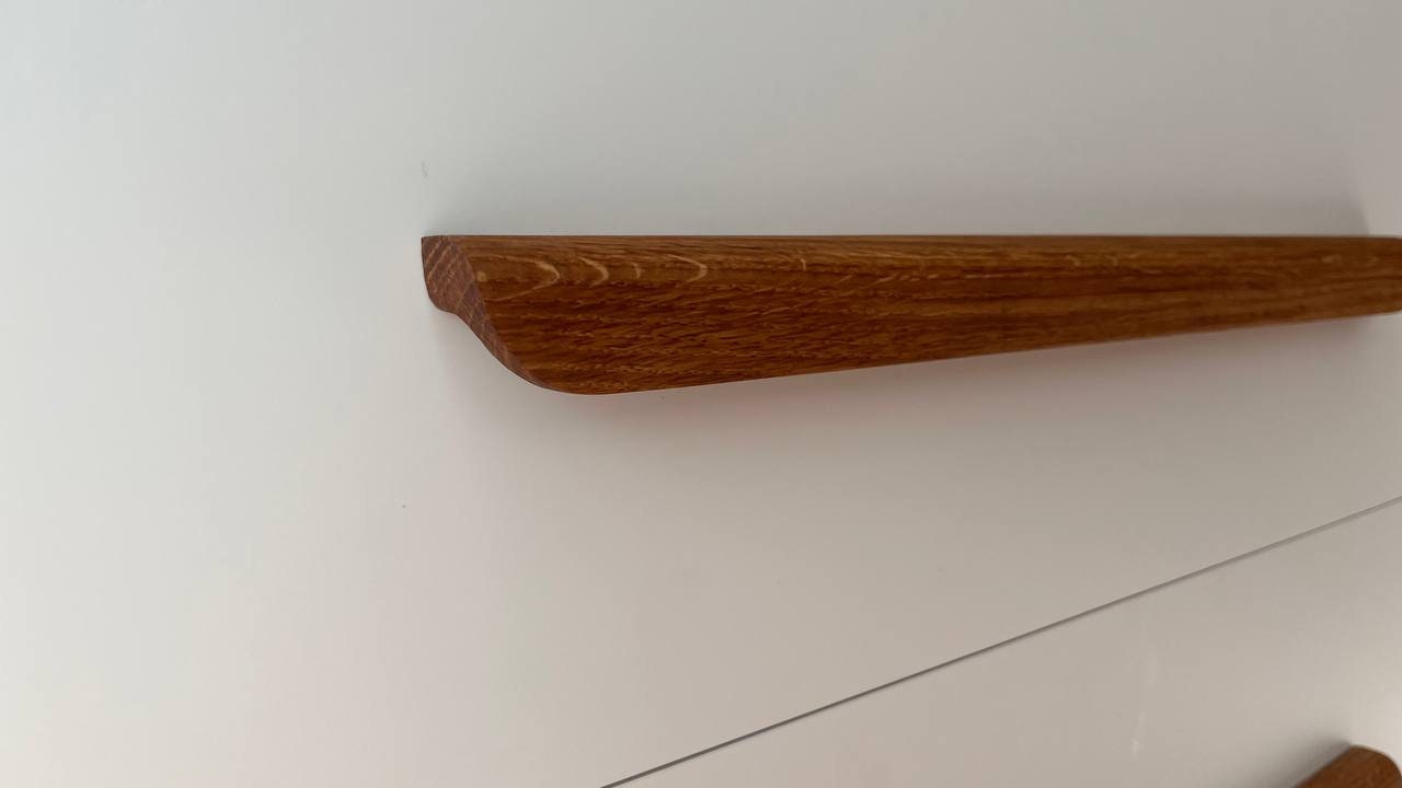 Long Oak Cabinet Handle – 16 to 23 Inch Minimalist Wooden Drawer Pull