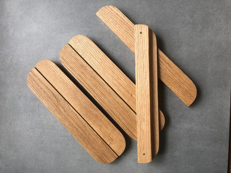 Long Oak Cabinet Handle – Slim Minimalist Wooden Drawer Pull