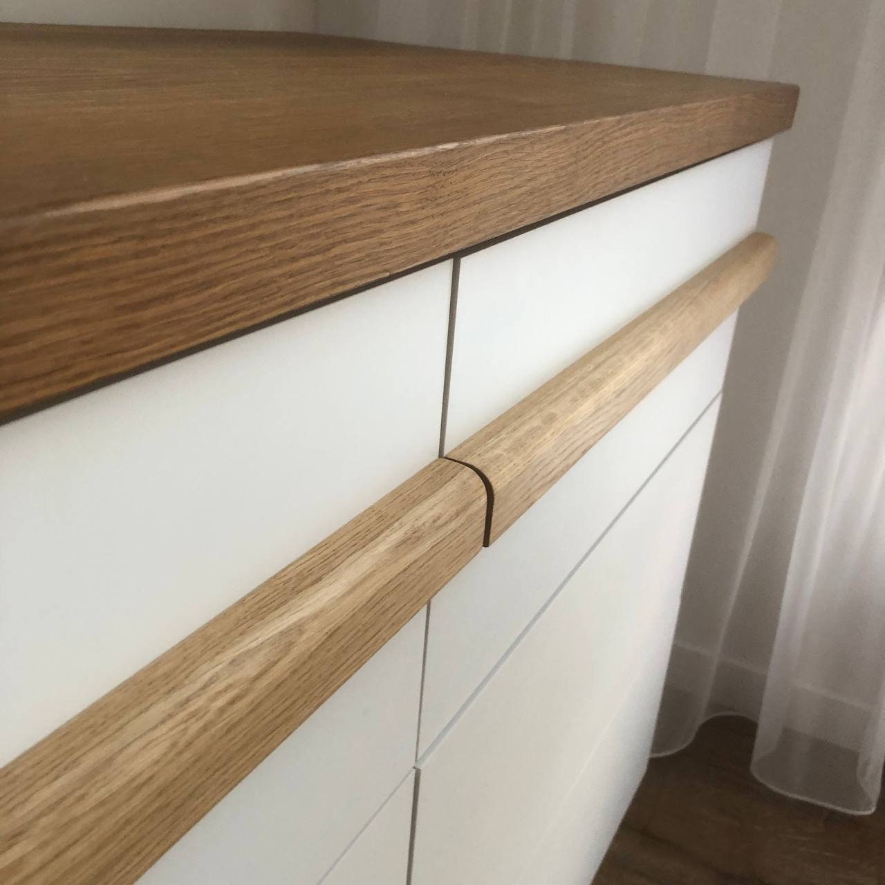 Long Oak Cabinet Handle – 20 to 25 Inch Minimalist Wooden Drawer Pull