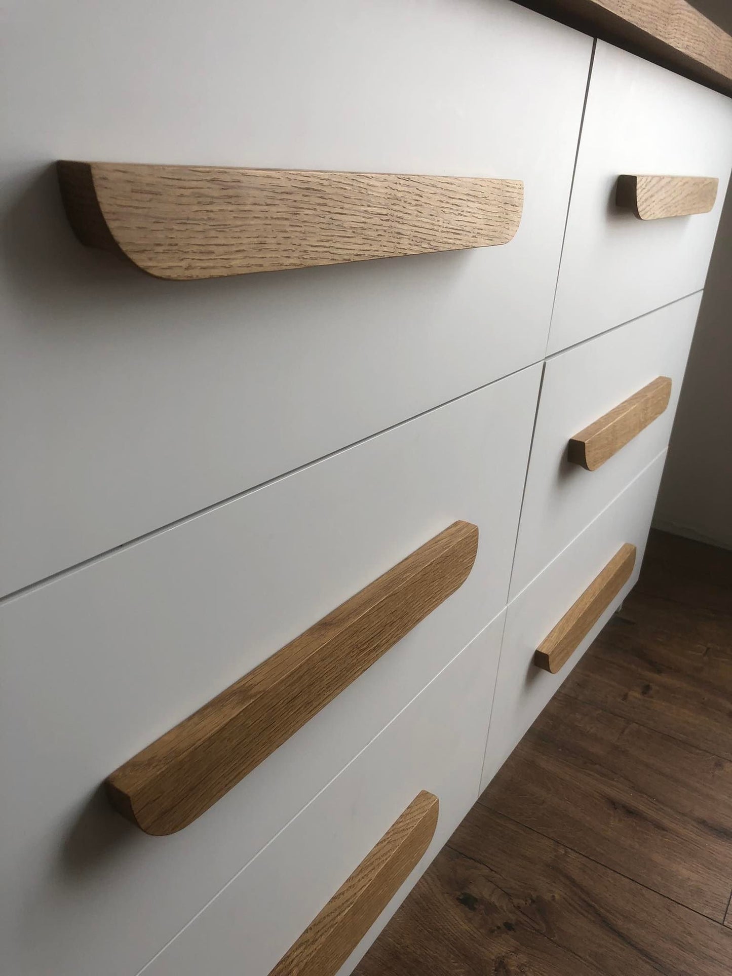 Long Oak Cabinet Handle – Slim Minimalist Wooden Drawer Pull