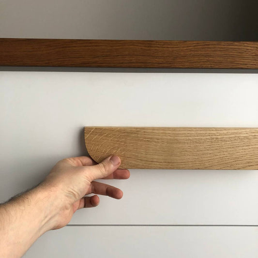 Wide Oak Cabinet Handle – Long Minimalist Wooden Drawer Pull