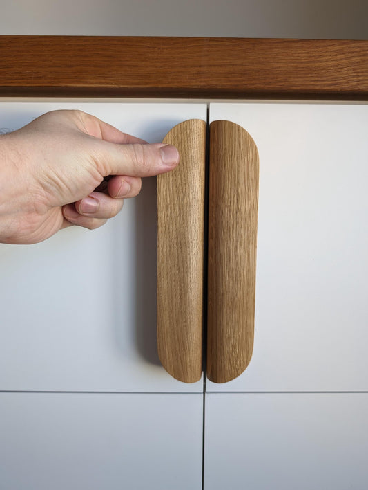 Oak Cabinet Handle – Long Minimalist Wooden Drawer Pull (Single Piece)