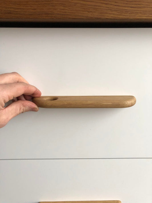 Thin Oak Handle – Long Minimalist Wooden Cabinet Pull
