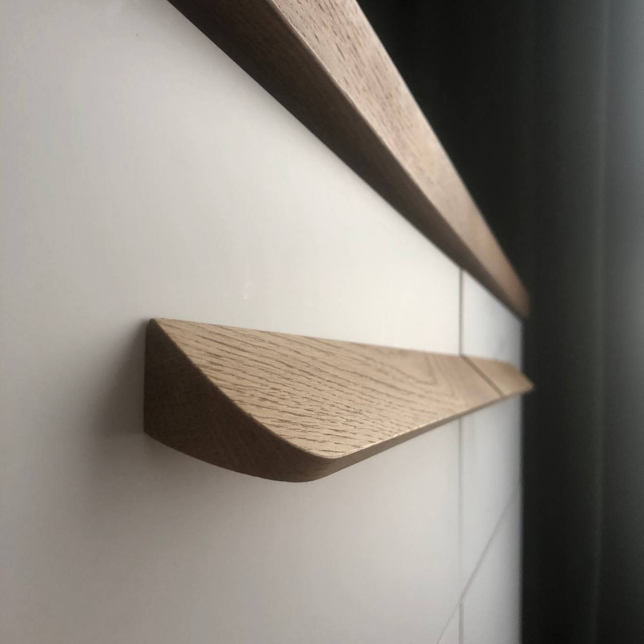 Slim Oak Cabinet Handles | Wooden Drawer Pulls (Pair)
