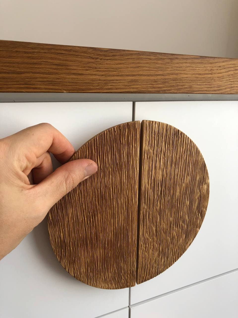 Half Moon Oak Handle – Modern Wooden Semicircular Cabinet Pull