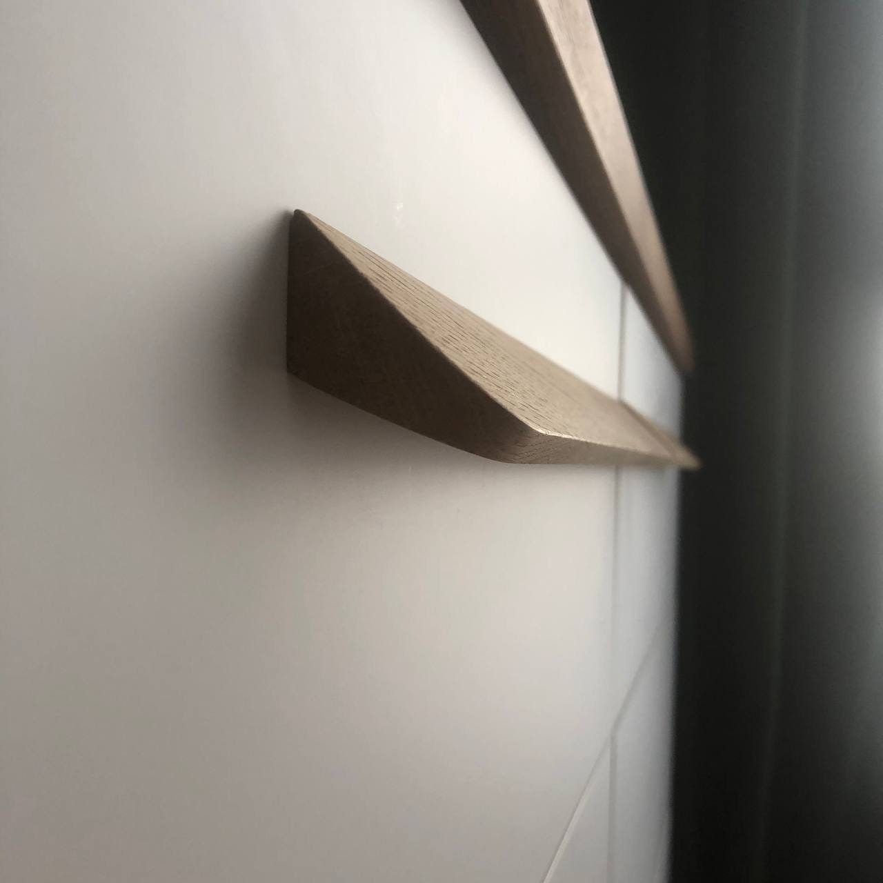 Slim Oak Cabinet Handles | Wooden Drawer Pulls (Pair)