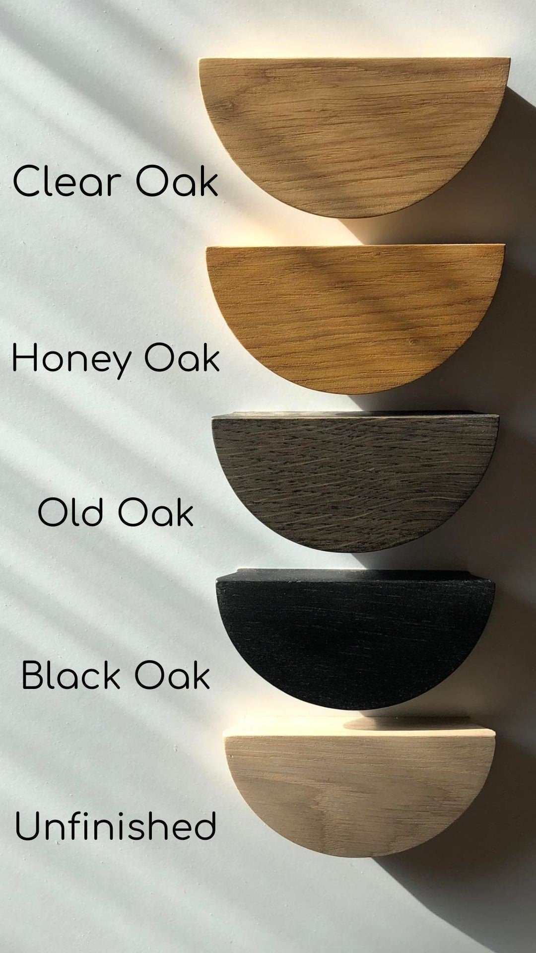 Half Moon Oak Handle – Solid Wood Semicircular Cabinet Pull (Single or Pair)