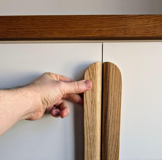 Oak Cabinet Handle – Long Minimalist Wooden Drawer Pull (Single Piece)