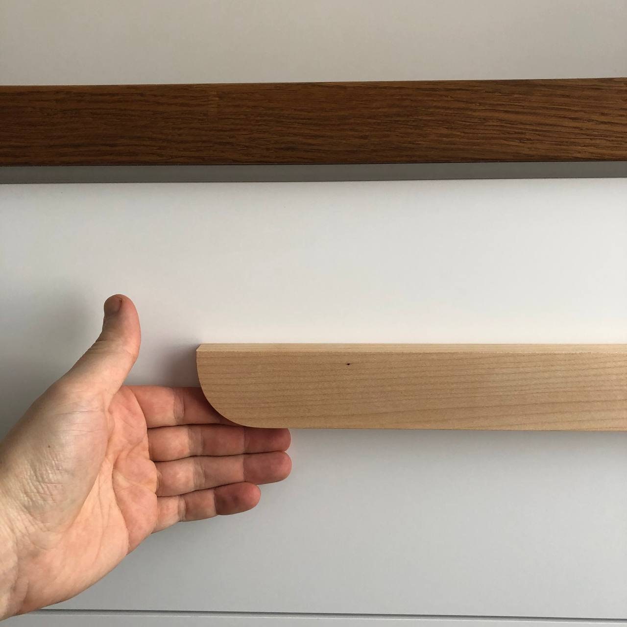 Maple Cabinet Handle Pair – Long Minimalist Wooden Drawer Pulls (Left & Right)