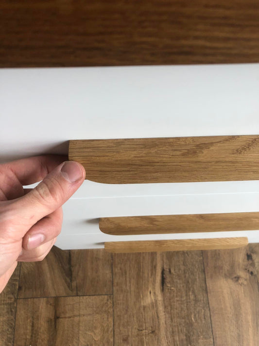 Long Oak Cabinet Handle – Slim Minimalist Wooden Drawer Pull