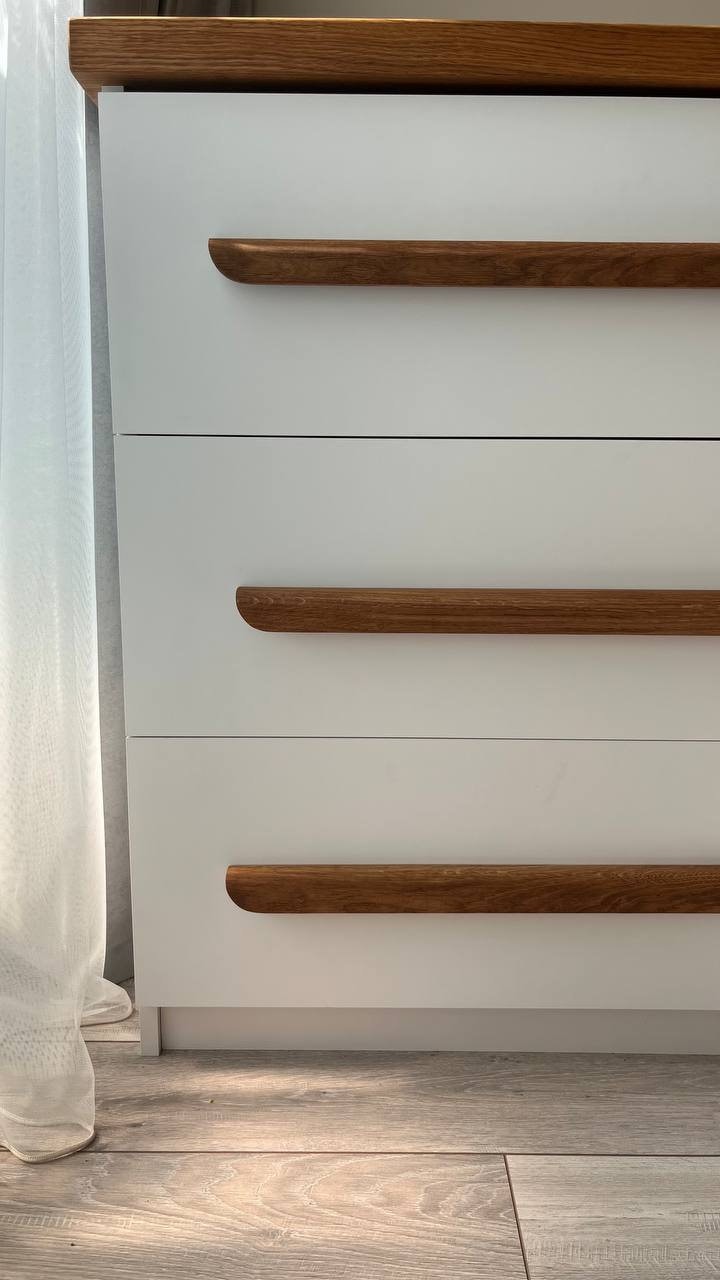 Long Oak Cabinet Handle – 16 to 23 Inch Minimalist Wooden Drawer Pull